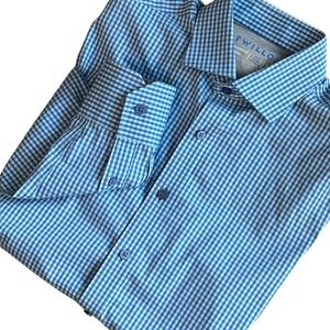 Twillory Shirt Men's 15.5 34-35 Blue Check Performance‎ Fabric Button Down Shirt